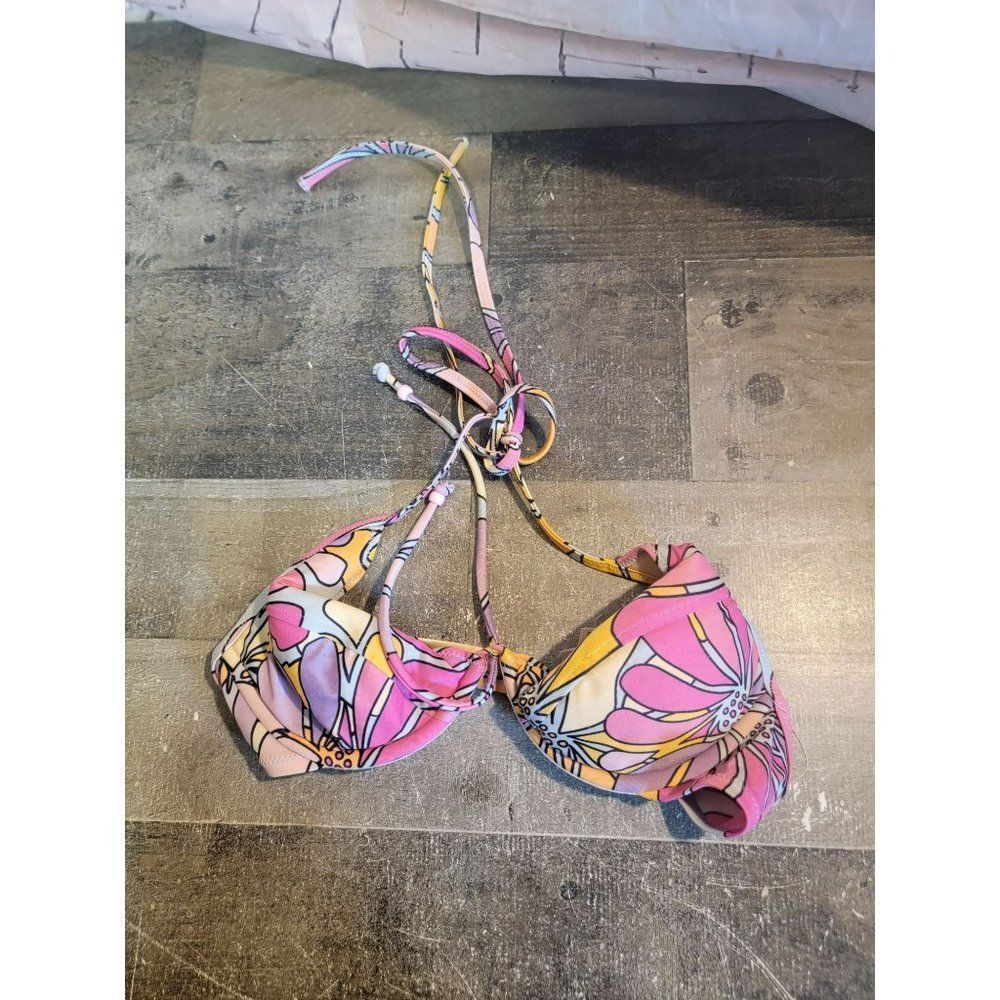 Victoria's Secret 34b bikini top floral purple‎ orange pink womens